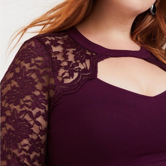 Torrid Choker Neck Lace Sleeve Top NWT Size 0X - Picture 3 of 5